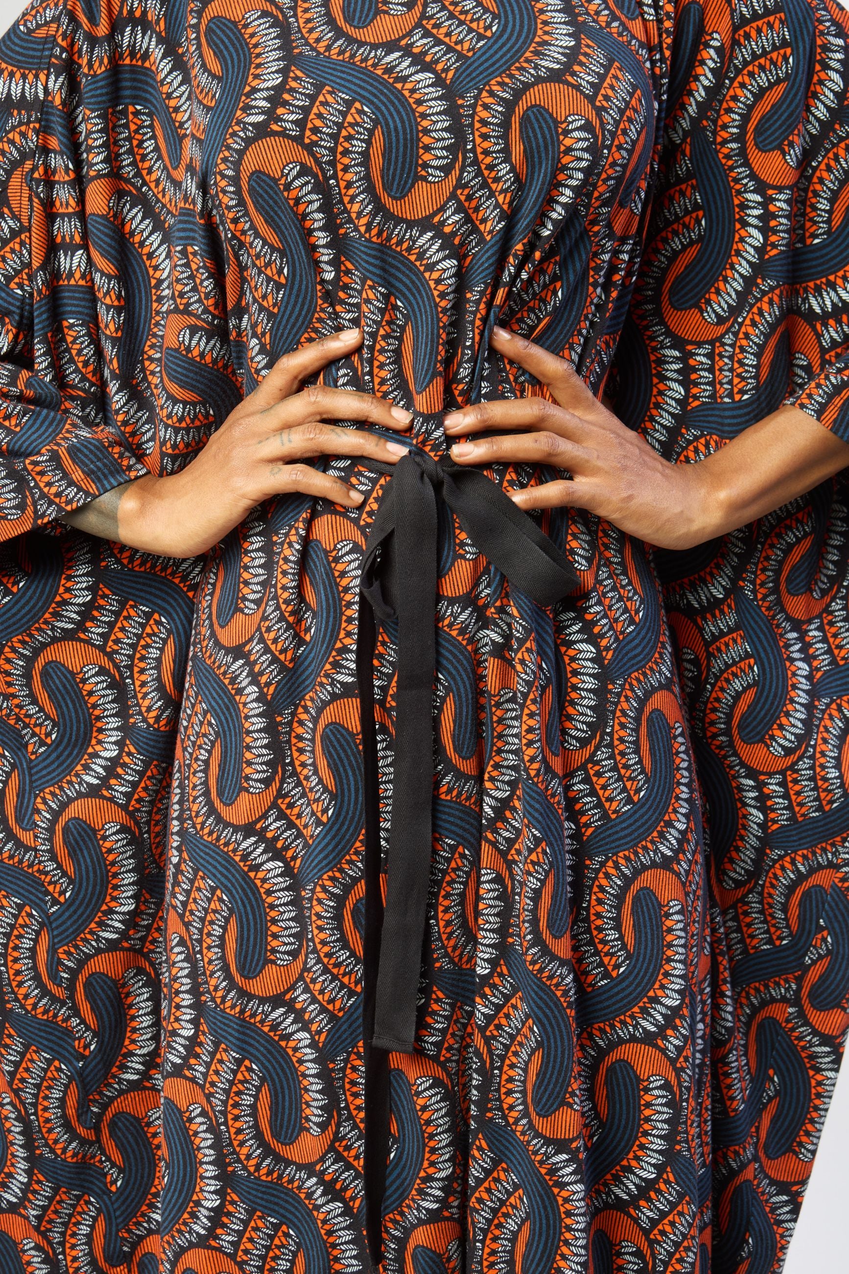 multicolored african inspired print dress tie view