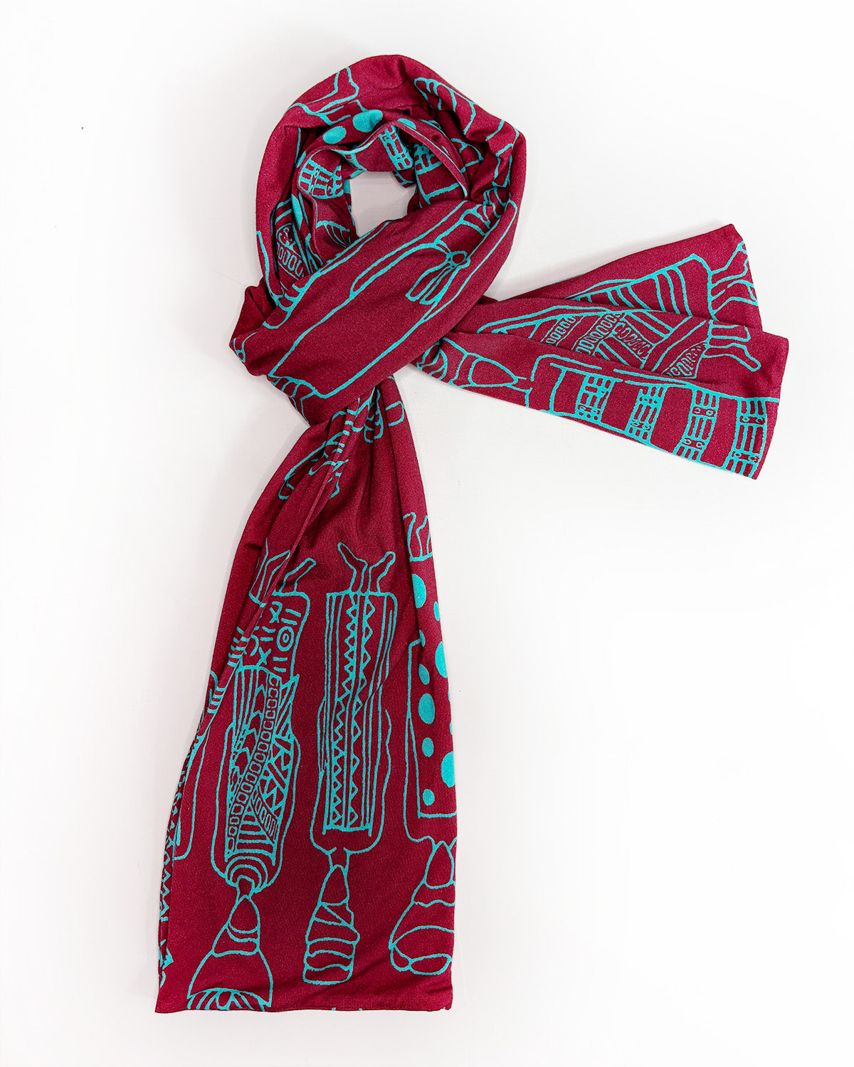 Lightweight bamboo scarf in African inspired motif print ,can be styled as neck wrap and headtie