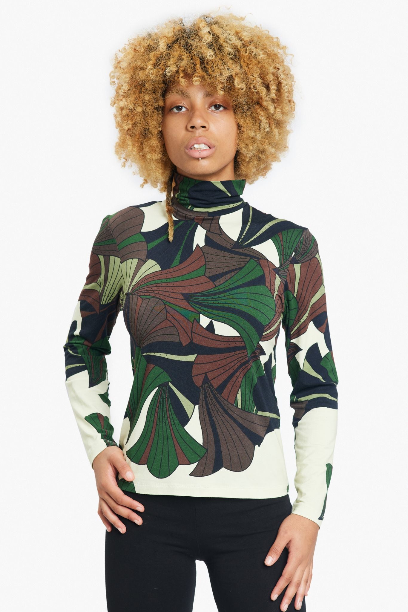 Cream Forest Swamp Turtleneck - Lola Faturoti