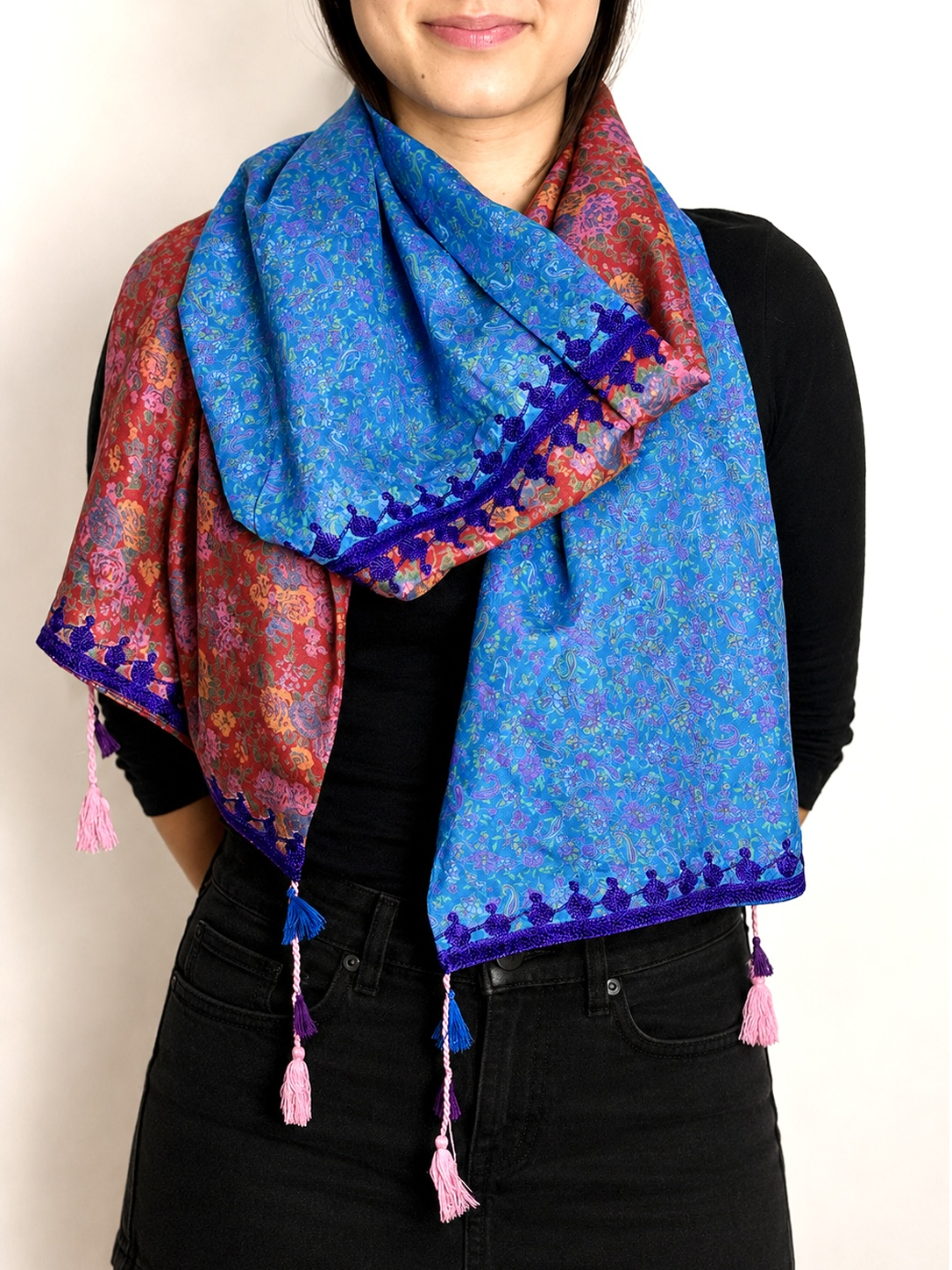 Sapphire Garden Silk Scarf