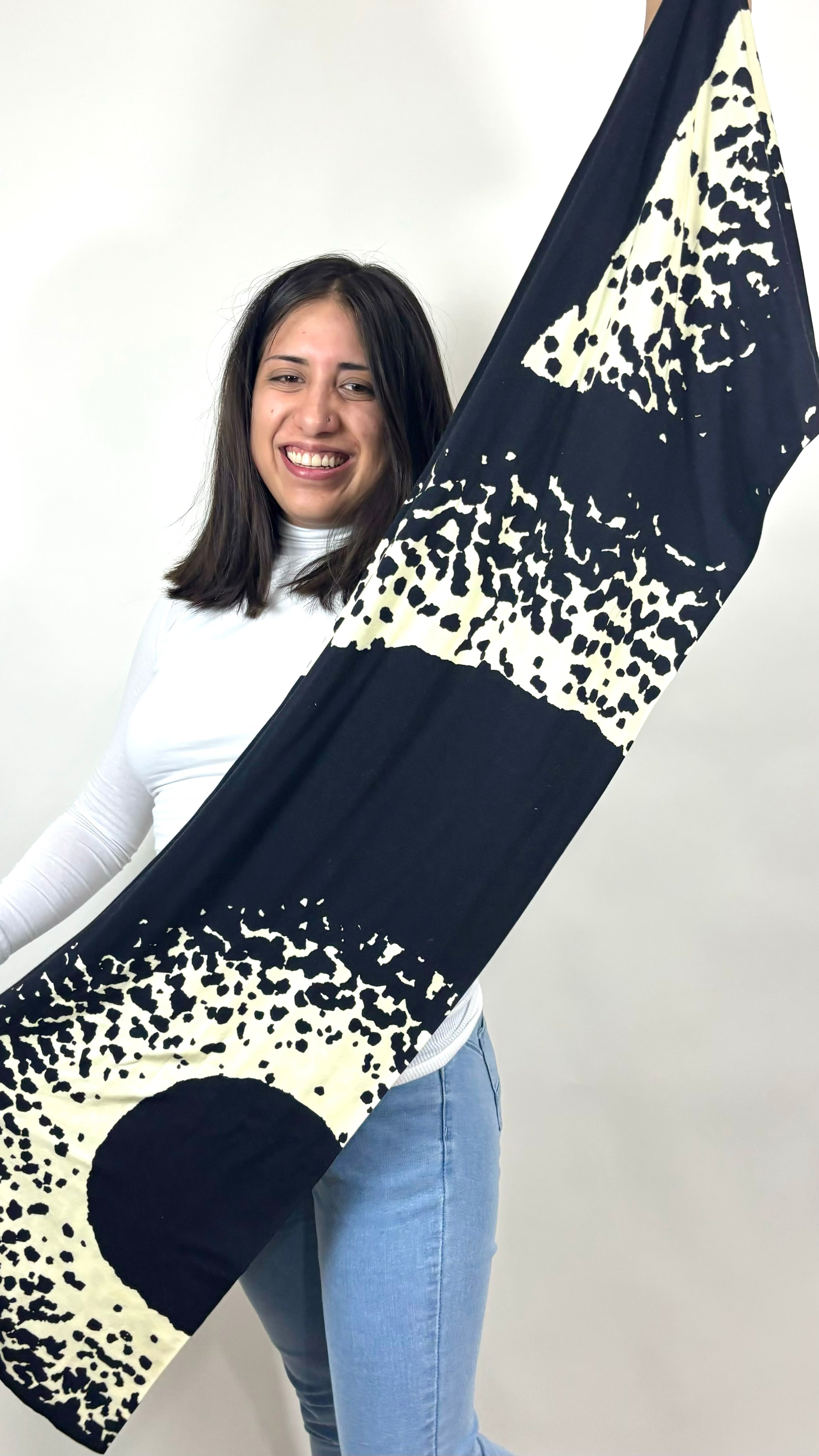 eco-friendly sunrise print scarf full view