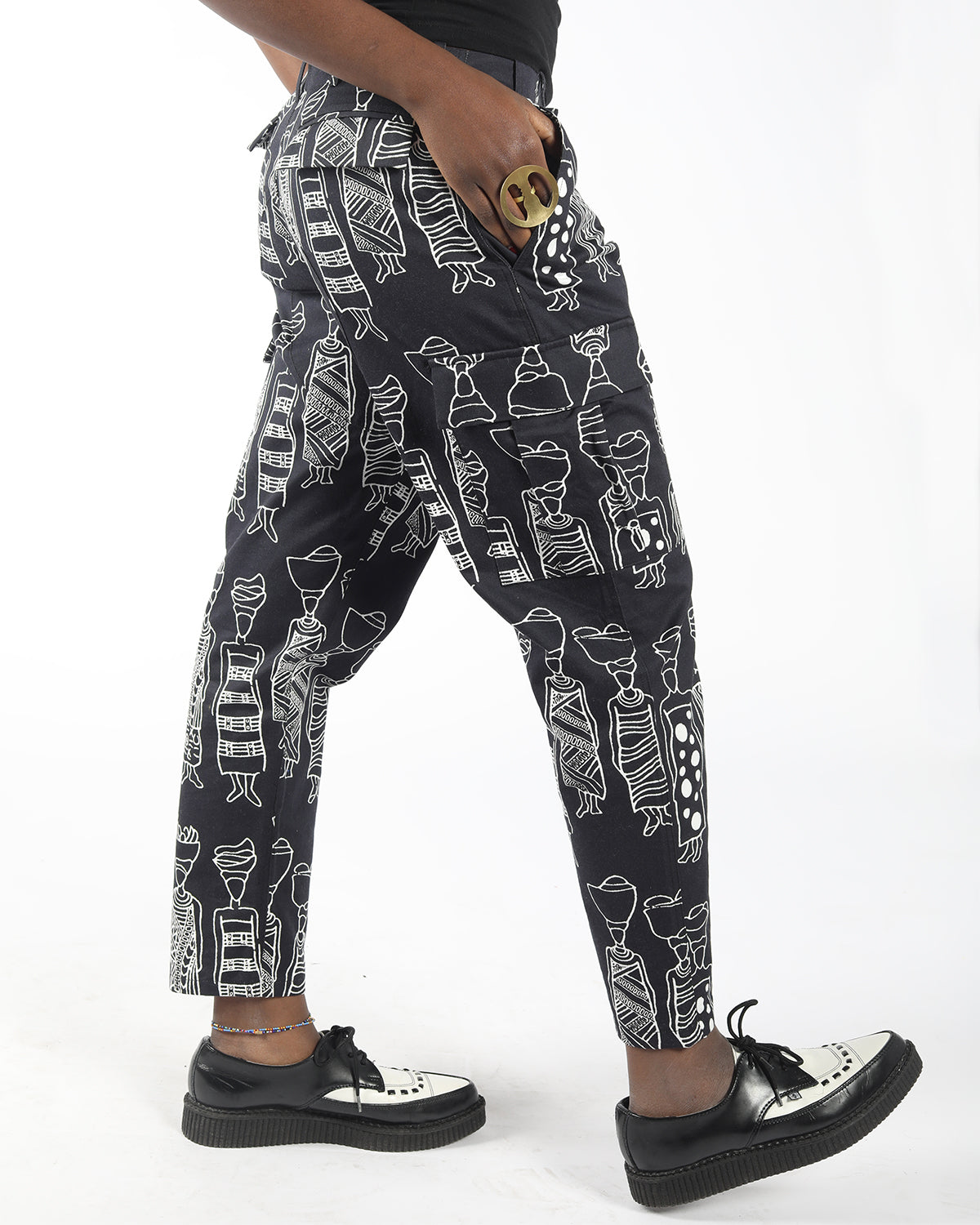 market ladies multi-pocket organic cotton cargo pants