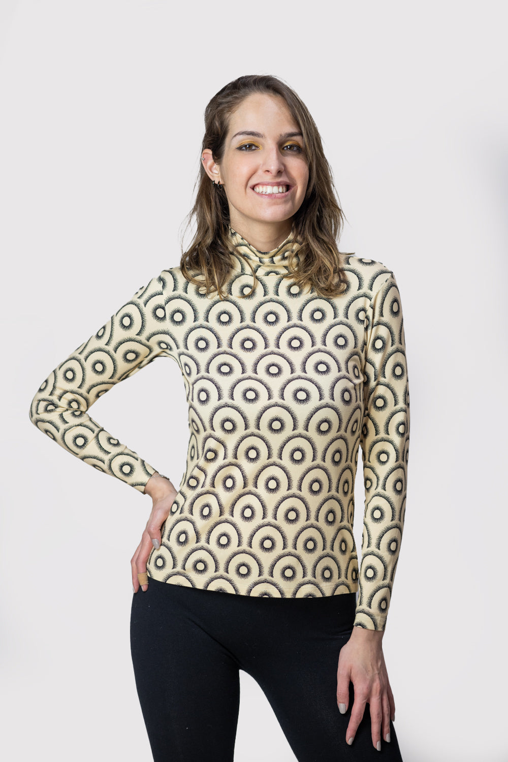 winter white long sleeve elegant soft turtleneck front view