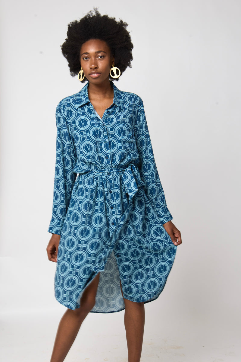 Icon shirt dress - Medium Antique Denim Blue