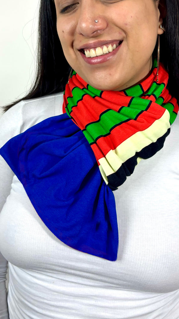 Stripe Horizontal Scarf -Tomato Red