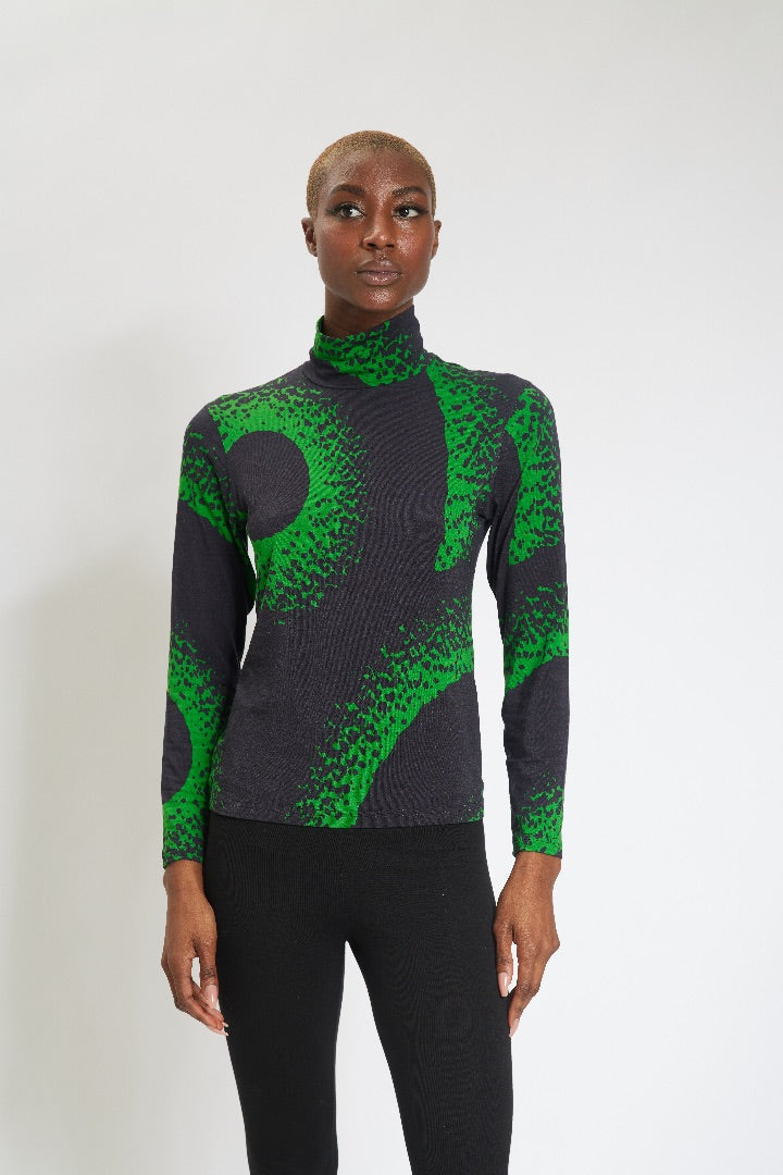 Sun Rising Grand Turtleneck - Black /Verte