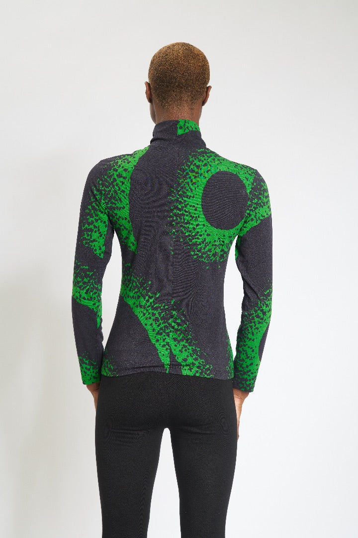 Sun Rising Grand Turtleneck - Black /Verte