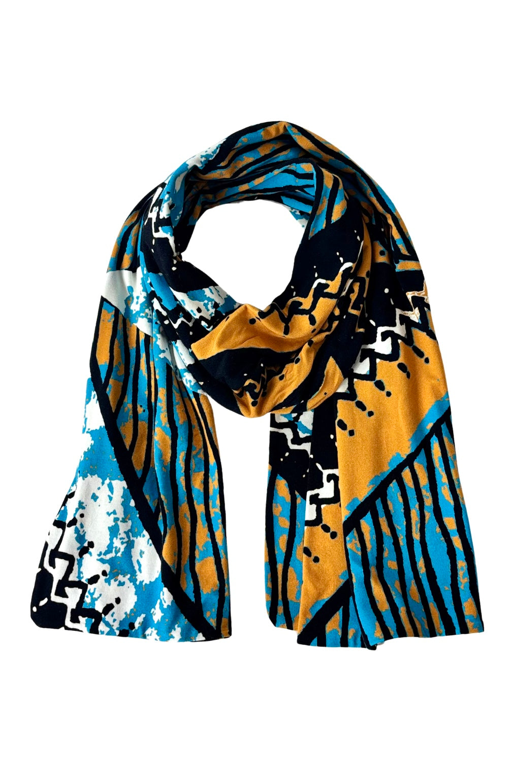 afrocentric print bamboo jersey scarf tied view