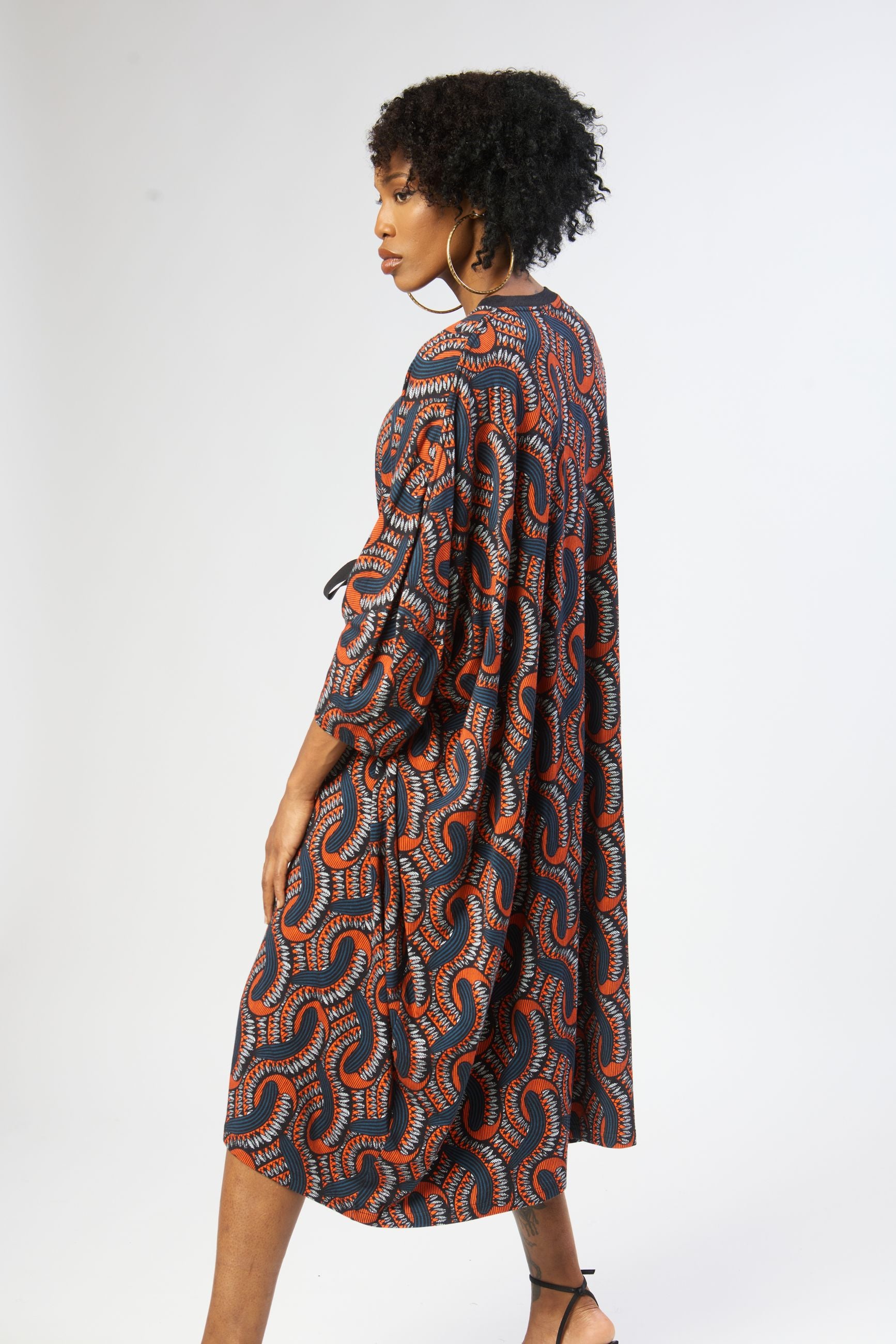 eco-friendly afrocentric print womens dress side view