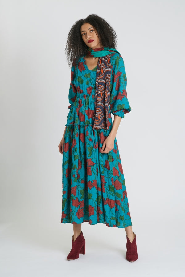 Elegant Vine Print Maxi Dress