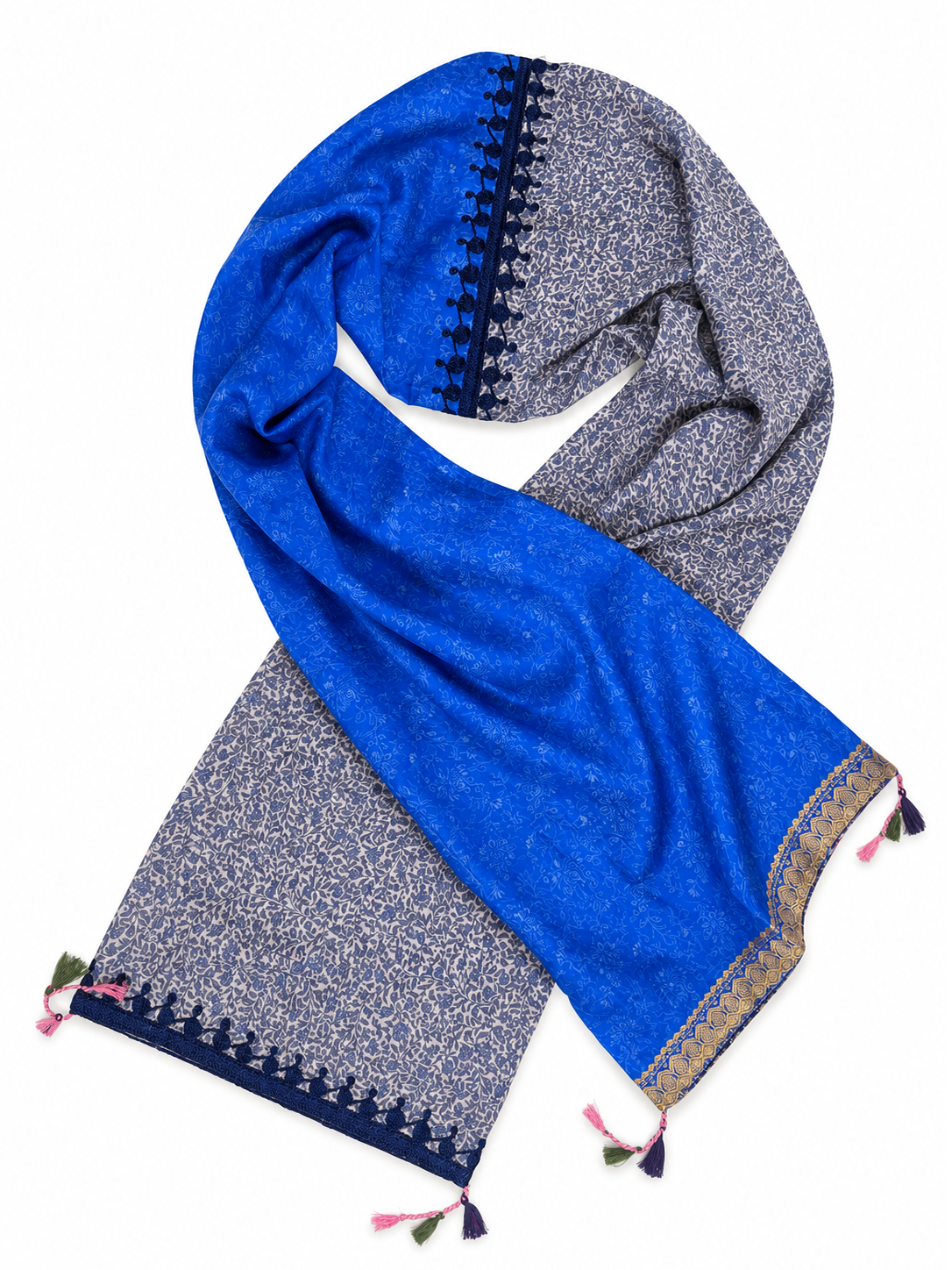 Indigo Bloom Silk Scarf