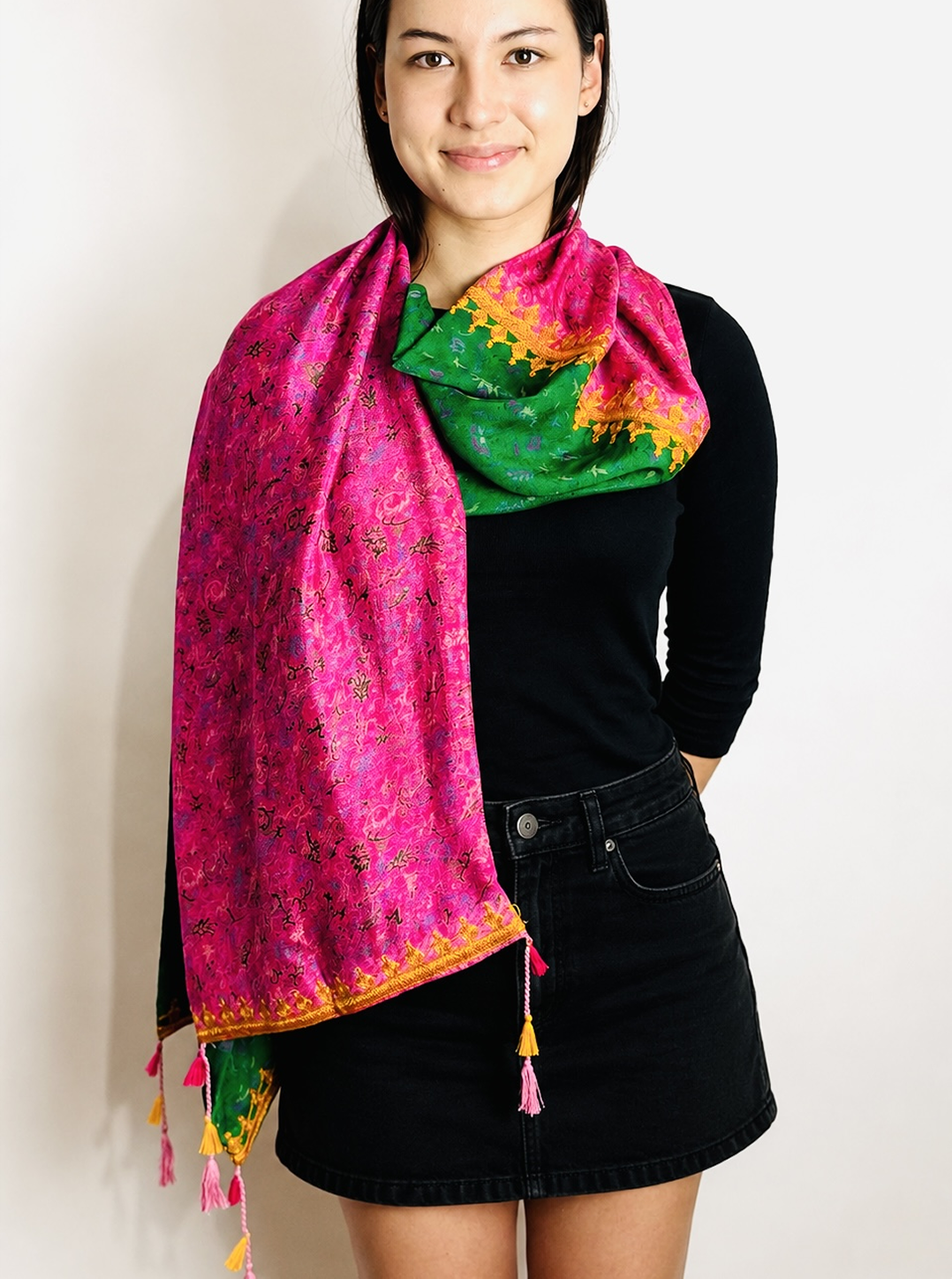 Pink Emerald Silk Scarf