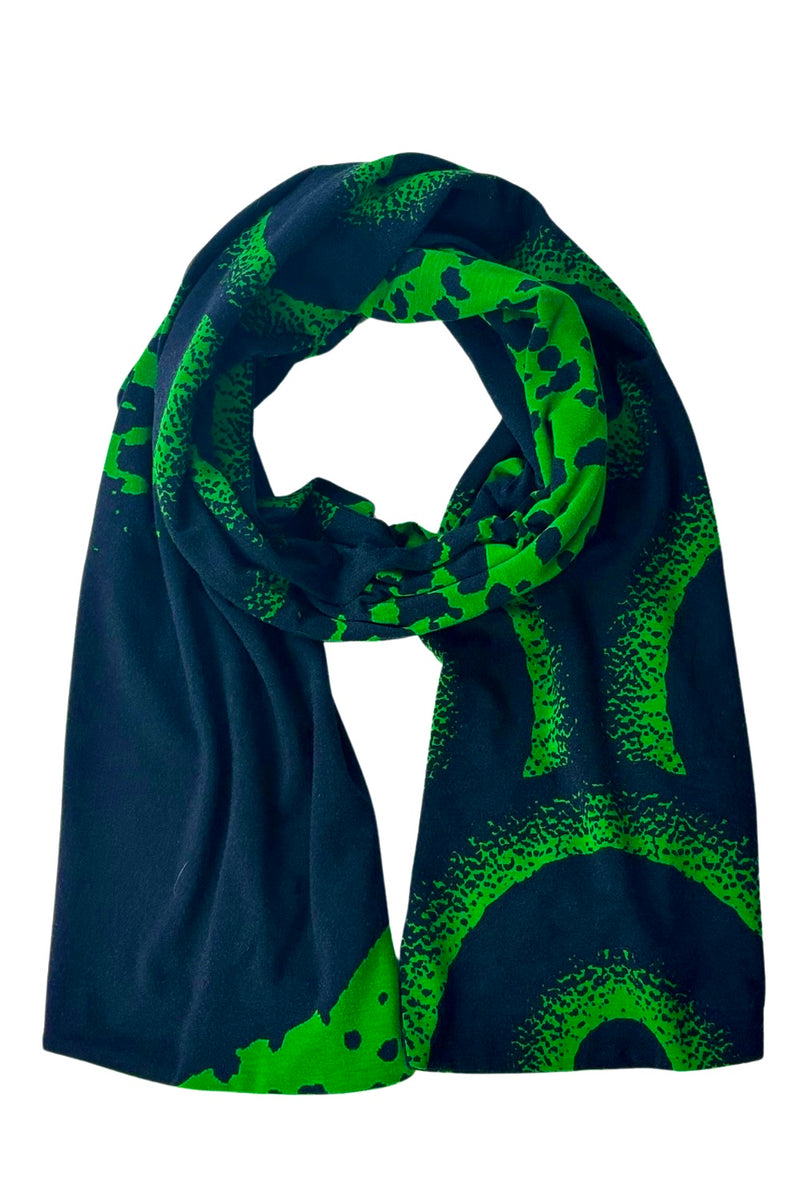 sustainable sunrise print unisex scarf tied view