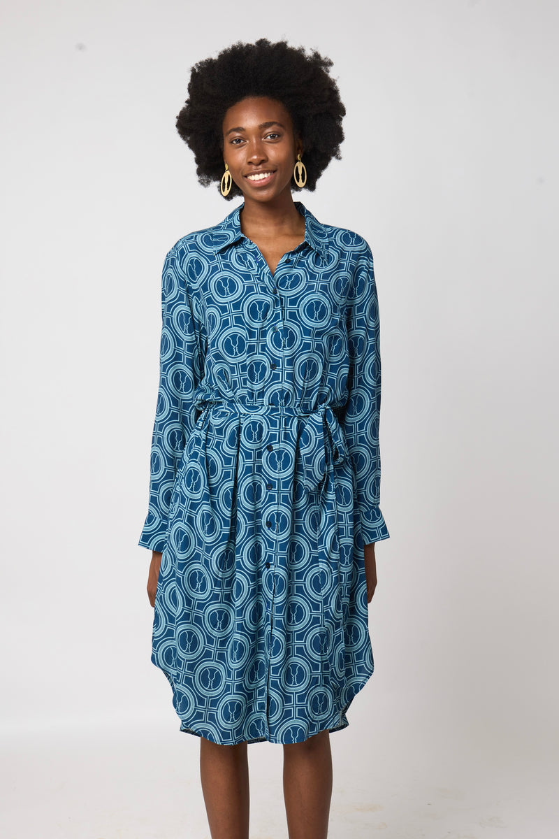 Icon shirt dress - Medium Antique Denim Blue