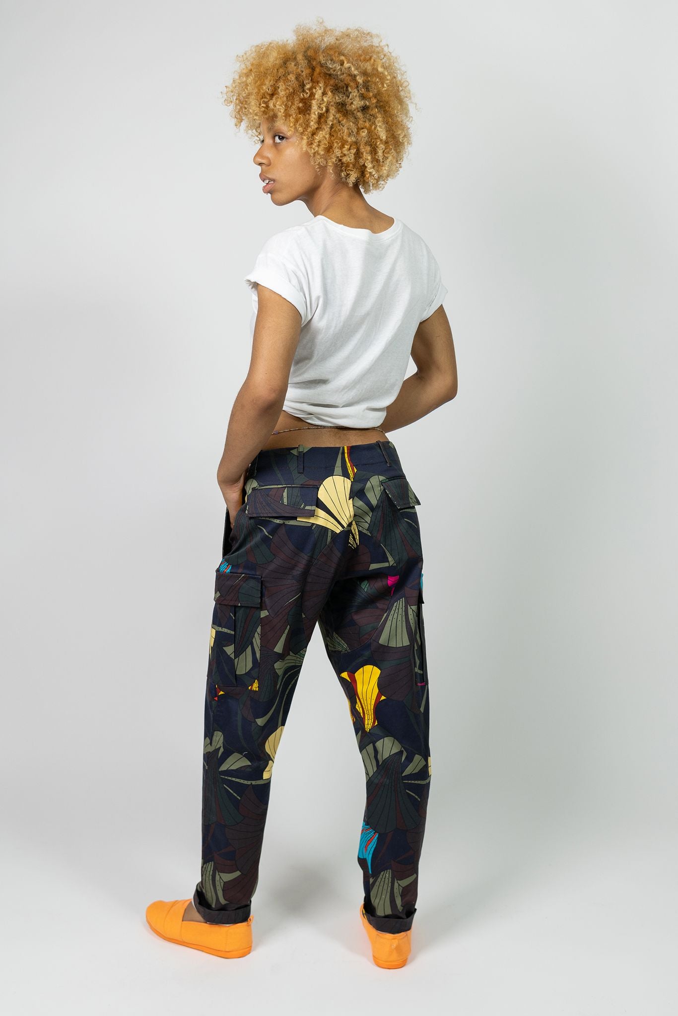 Lola Faturoti Fashion Collection bold print unisex fun eco-friendly cargo pants back view