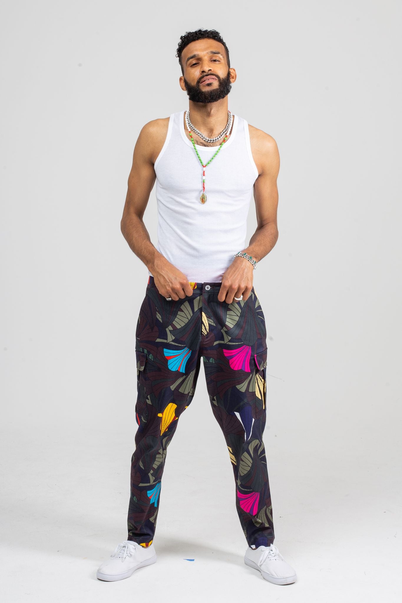 Forest Flower unisex multi-pocket printed Cargo Pants 